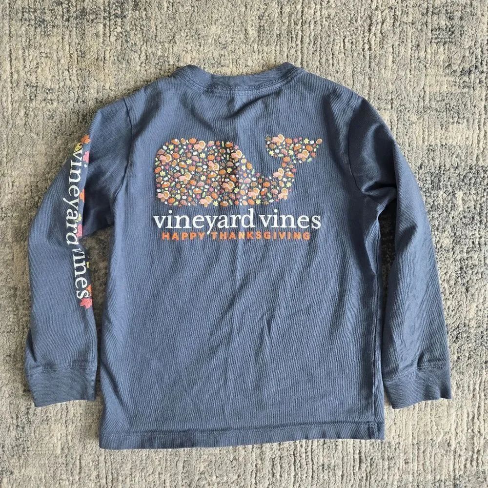 Vineyard Vines Thanksgiving whale long sleeve pocket tee boys size 5